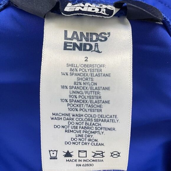 LANDS END Swim Board Skort Womens 2 Electric Blue Skirt NEW Comfort Waist Pocket - Picture 9 of 9